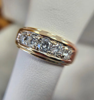 Vintage 1 Carat 5-Stone Diamond Ring Band | 14K Gold | Size 7.75
