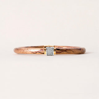 18K Gold Soho Diamond and Rose Gold Enamel Hinge Bangle