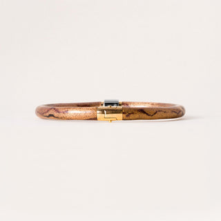 18K Gold Soho Diamond and Rose Gold Enamel Hinge Bangle