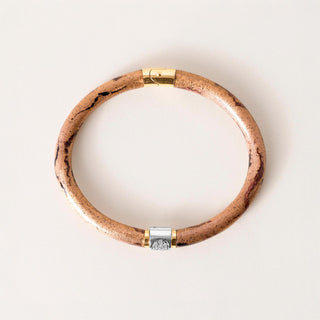 18K Gold Soho Diamond and Rose Gold Enamel Hinge Bangle
