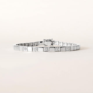 14K White Gold 0.45 Carats Diamond Square Panel Bracelet