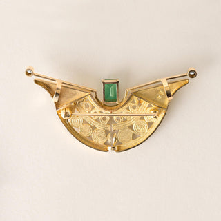 Vintage 18K Gold Colombian Emerald Pendant Brooch