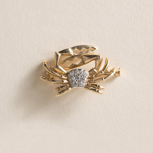 18K Vintage Diamond Crab with Large Claws Brooch