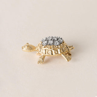 Vintage 0.50 Carat Diamond Turtle Brooch 14K Yellow Gold