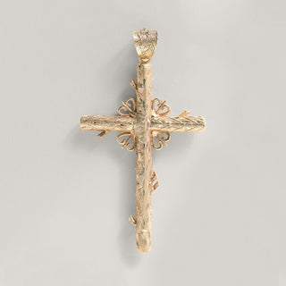 Vintage 18K Yellow Gold Colombian Emerald Cross Pendant