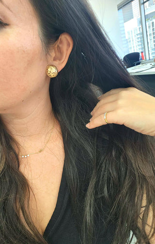14K Rose Gold Carved Cherry Blossom Tree Clip-on Earrings
