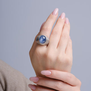 Estate 13K Gold 23 Carat Blue Star Sapphire and Princess Cut Diamond Dome Ring
