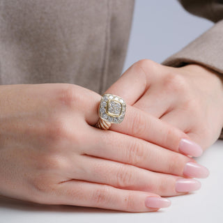 Vintage 1990s Marinelli 2.51 Carats Diamond 18K Yellow Gold Cocktail Ring
