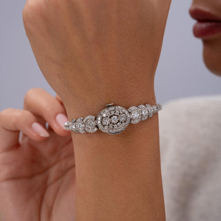 Vintage 1950's Rolex 8 Carats Diamond Ladies Hidden Watch 14K White Gold