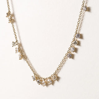 18k Gold 2.37 Carats Old European Cut Diamond Dangle Necklace