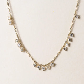 18k Gold 2.37 Carats Old European Cut Diamond Dangle Necklace