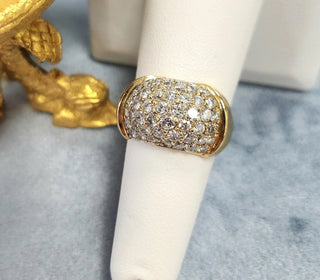 Vintage 2 Carats Diamond Dome 14Karat Yellow Gold Ring Band, Size 6.5