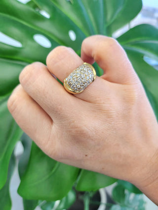 Vintage 2 Carats Diamond Dome 14Karat Yellow Gold Ring Band, Size 6.5