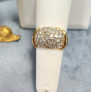Vintage 2 Carats Diamond Dome 14Karat Yellow Gold Ring Band, Size 6.5