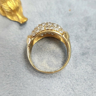 Vintage 2 Carats Diamond Dome 14Karat Yellow Gold Ring Band, Size 6.5