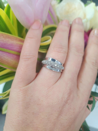 Wave of Diamonds 14K White Gold 0.72 Carat Diamond Pavé Dome Ring