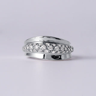 Wave of Diamonds 14K White Gold 0.72 Carat Diamond Pavé Dome Ring