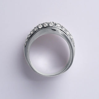 Wave of Diamonds 14K White Gold 0.72 Carat Diamond Pavé Dome Ring