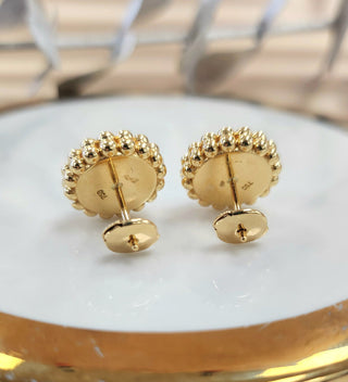 18K Yellow Gold Sleeping Beauty Arizona Turquoise Diamond Stud Earrings