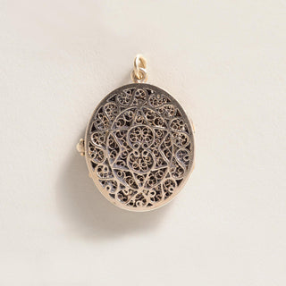 Vintage 14K Gold Lady Portrait Turquoise Locket Pendant
