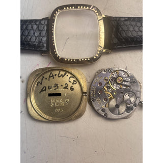 Vintage Rolex Cellini Cushion Dial Black Leather Strap 18K Yellow Gold Watch