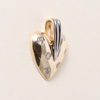 Vintage 14K Gold 0.50 Carats Diamond Heart Pendant