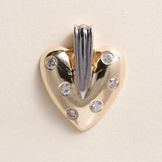 Vintage 14K Gold 0.50 Carats Diamond Heart Pendant