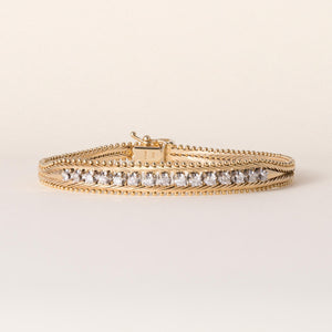 Vintage Italian 14K Gold  0.50 Carats Diamond Flexible Bracelet
