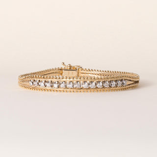 Vintage Italian 14K Gold  0.50 Carats Diamond Flexible Bracelet