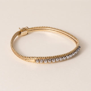 Vintage Italian 14K Gold  0.50 Carats Diamond Flexible Bracelet
