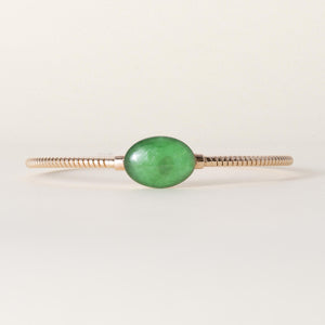 Estate 18K Rose Gold Fidia Italian Tubogas Green Thin Bangle