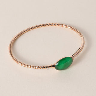 Estate 18K Rose Gold Fidia Italian Tubogas Green Thin Bangle