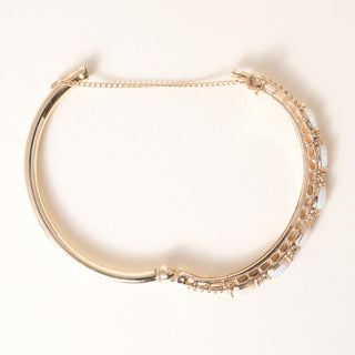 Vintage Australian Opal & Diamond Bangle Bracelet  14K Yellow Gold