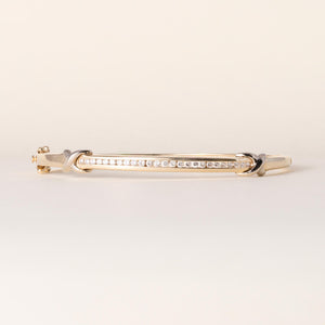 Vintage 14K Gold Channel Set 0.50 Carats Diamond X Bangle
