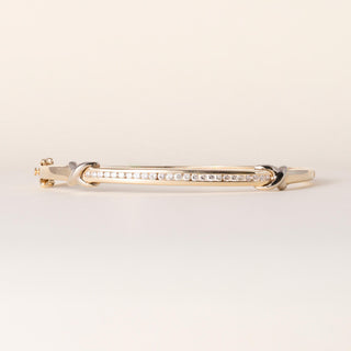 Vintage 14K Gold Channel Set 0.50 Carats Diamond X Bangle