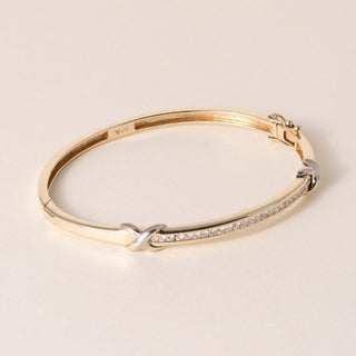 Vintage 14K Gold Channel Set 0.50 Carats Diamond X Bangle