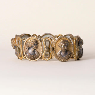 Antique Silver and Repousse Cameo Bracelet