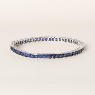 Estate Platinum 10.83 Carats Sapphire French Cut Straight Line Bracelet