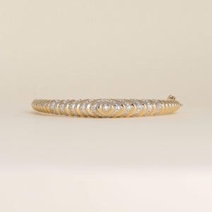 Vintage 1990s 14K Gold 1.50 Carats Diamond Rope Bangle Bracelet