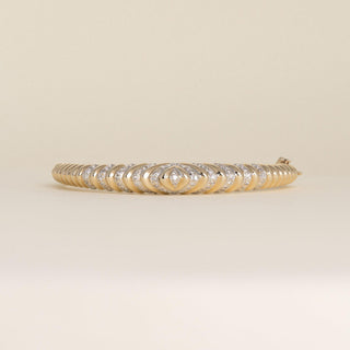 Vintage 1990s 14K Gold 1.50 Carats Diamond Rope Bangle Bracelet