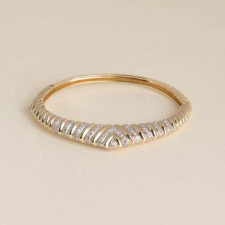 Vintage 1990s 14K Gold 1.50 Carats Diamond Rope Bangle Bracelet