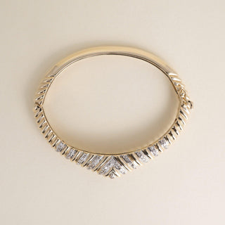 Vintage 1990s 14K Gold 1.50 Carats Diamond Rope Bangle Bracelet