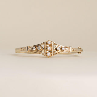 Vintage 1970s 14K Yellow Gold 0.60 Carat Diamond Filigree Bangle Bracelet