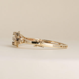 Vintage 1970s 14K Yellow Gold 0.60 Carat Diamond Filigree Bangle Bracelet