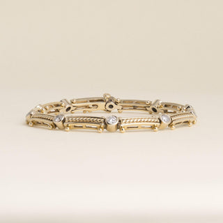 Vintage 13.7K Yellow Gold 1 Carat Diamond Bezel Station Bracelet
