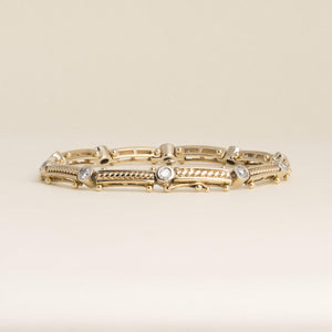 Vintage 13.7K Yellow Gold 1 Carat Diamond Bezel Station Bracelet