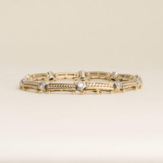 Vintage 13.7K Yellow Gold 1 Carat Diamond Bezel Station Bracelet