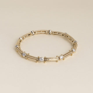 Vintage 13.7K Yellow Gold 1 Carat Diamond Bezel Station Bracelet
