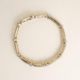 Vintage 13.7K Yellow Gold 1 Carat Diamond Bezel Station Bracelet