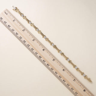 Vintage 13.7K Yellow Gold 1 Carat Diamond Bezel Station Bracelet